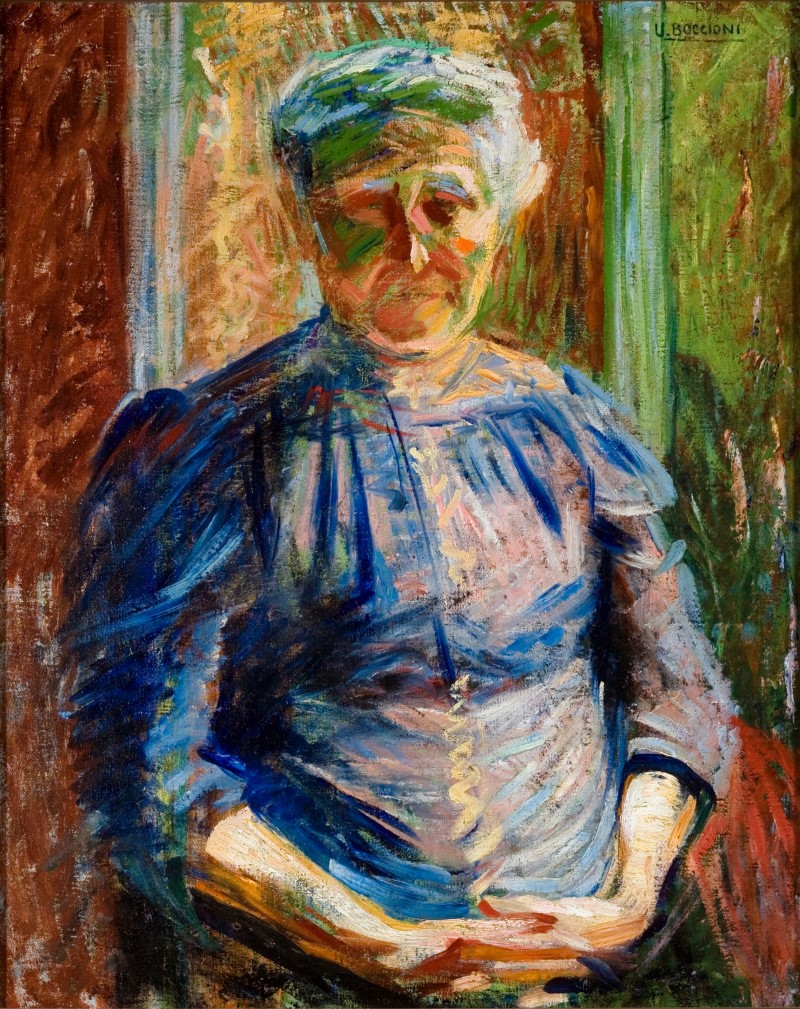 Umberto Boccioni: La madre, 1912. Olio su tela, 52 x 35 cm. Piacenza, Galleria d’arte moderna Ricci Oddi
